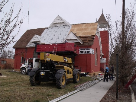 Williamson Roofing from New Plymouth, Idaho hard at work on the museum.